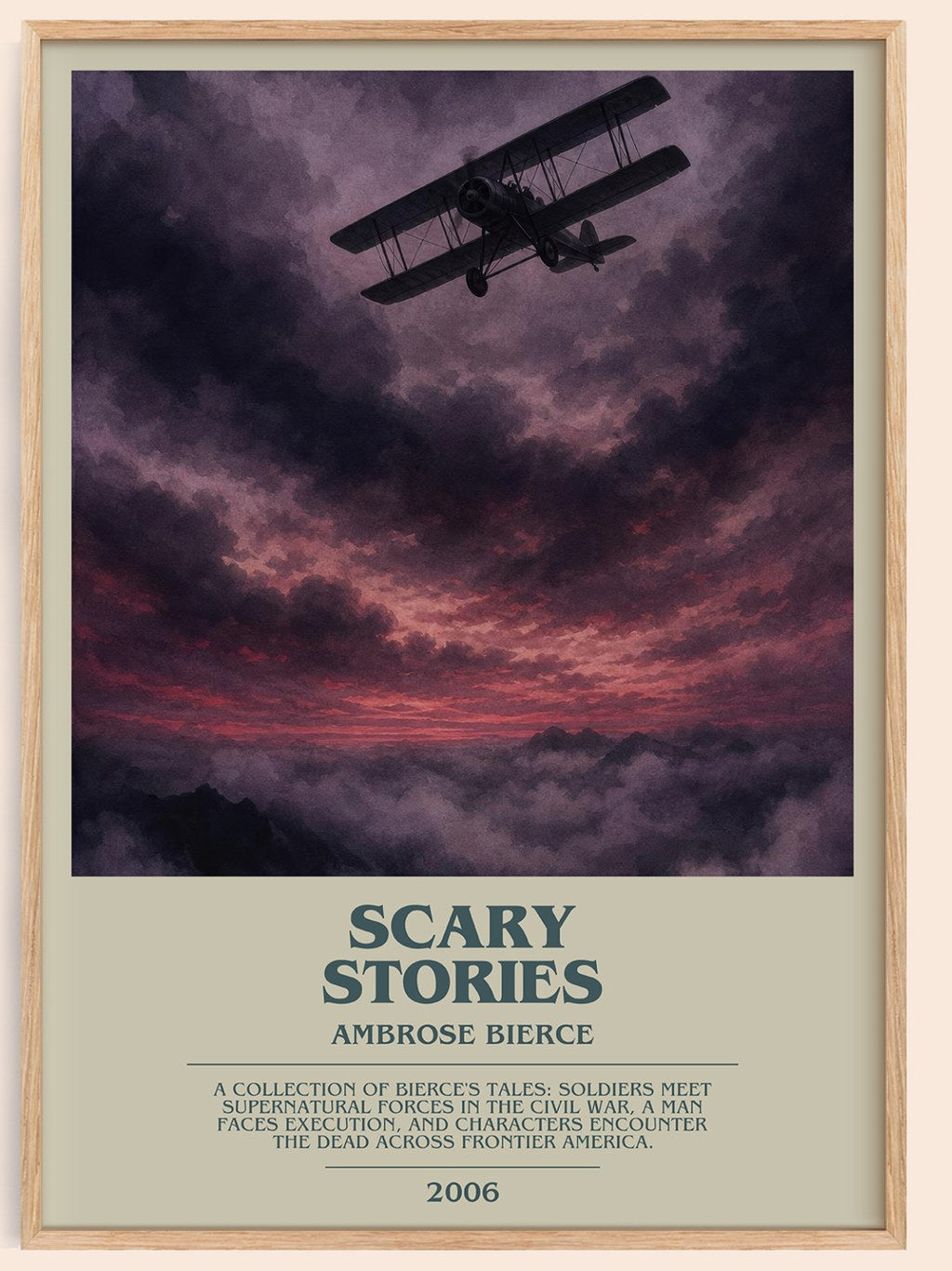 Scary Stories bookish book poster by Ambrose Bierce – framed literary art print
