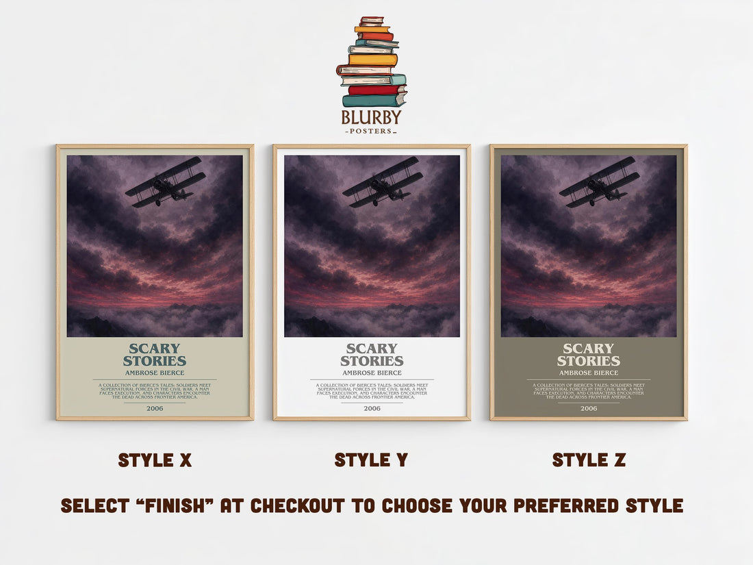 Scary Stories bookish print in frame leaning in hallway – horror wall art (mockup)