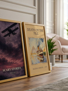 Scary Stories watercolour print framed by window – literary home decor