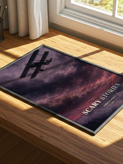 Scary Stories watercolour book poster framed on wall – horror wall art