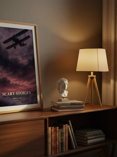 Scary Stories watercolour print on bookshelf – Ambrose Bierce fan gift