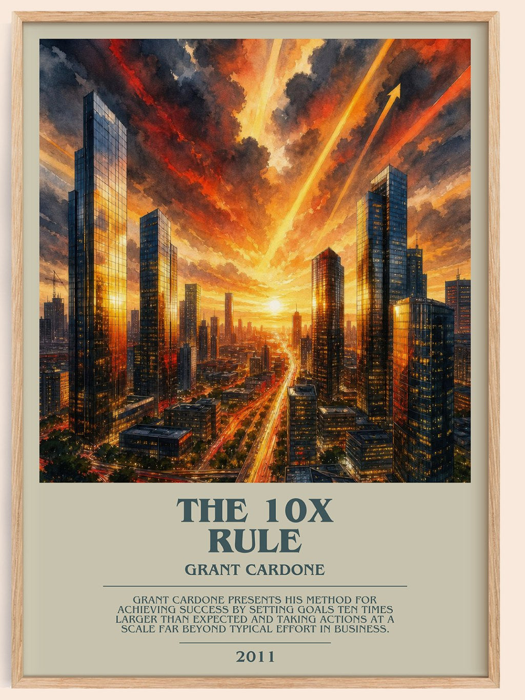 The 10x rule bookish book poster by Grant Cardone – framed literary art print