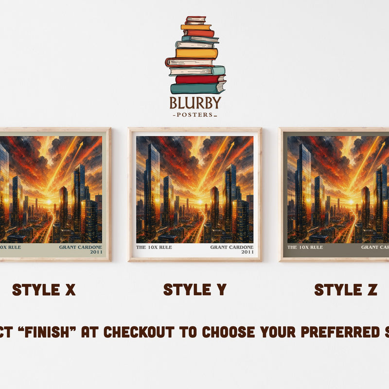The 10x rule literary print in frame leaning in hallway – non fiction wall art