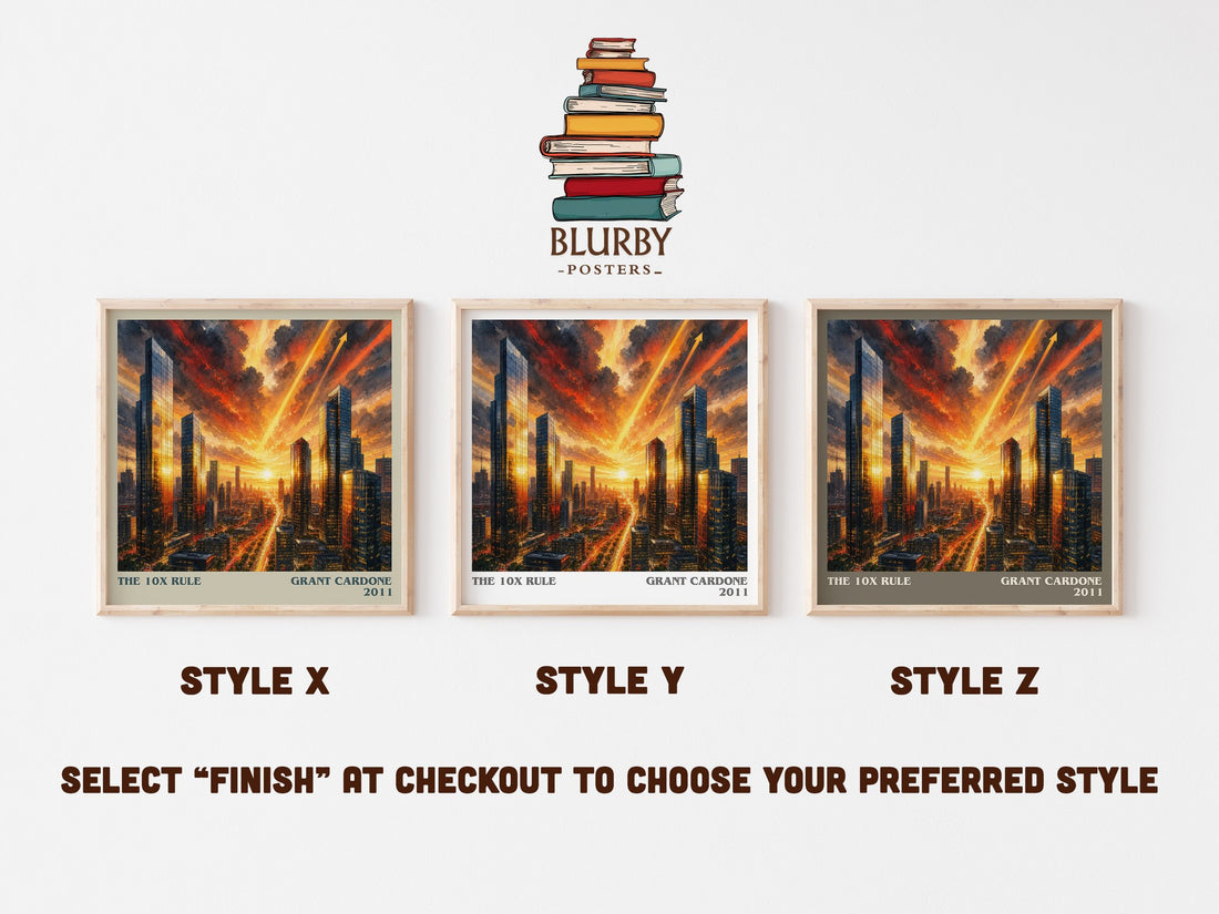 The 10x rule literary print in frame leaning in hallway – non fiction wall art (mockup)