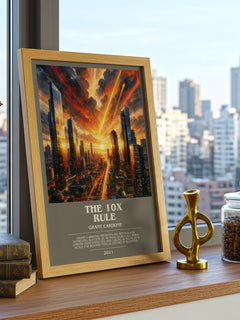 The 10x rule bookish print framed by window – literary home decor