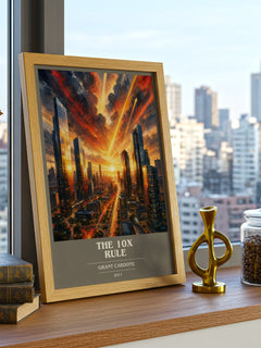 The 10x rule book cover print framed by window – literary home decor