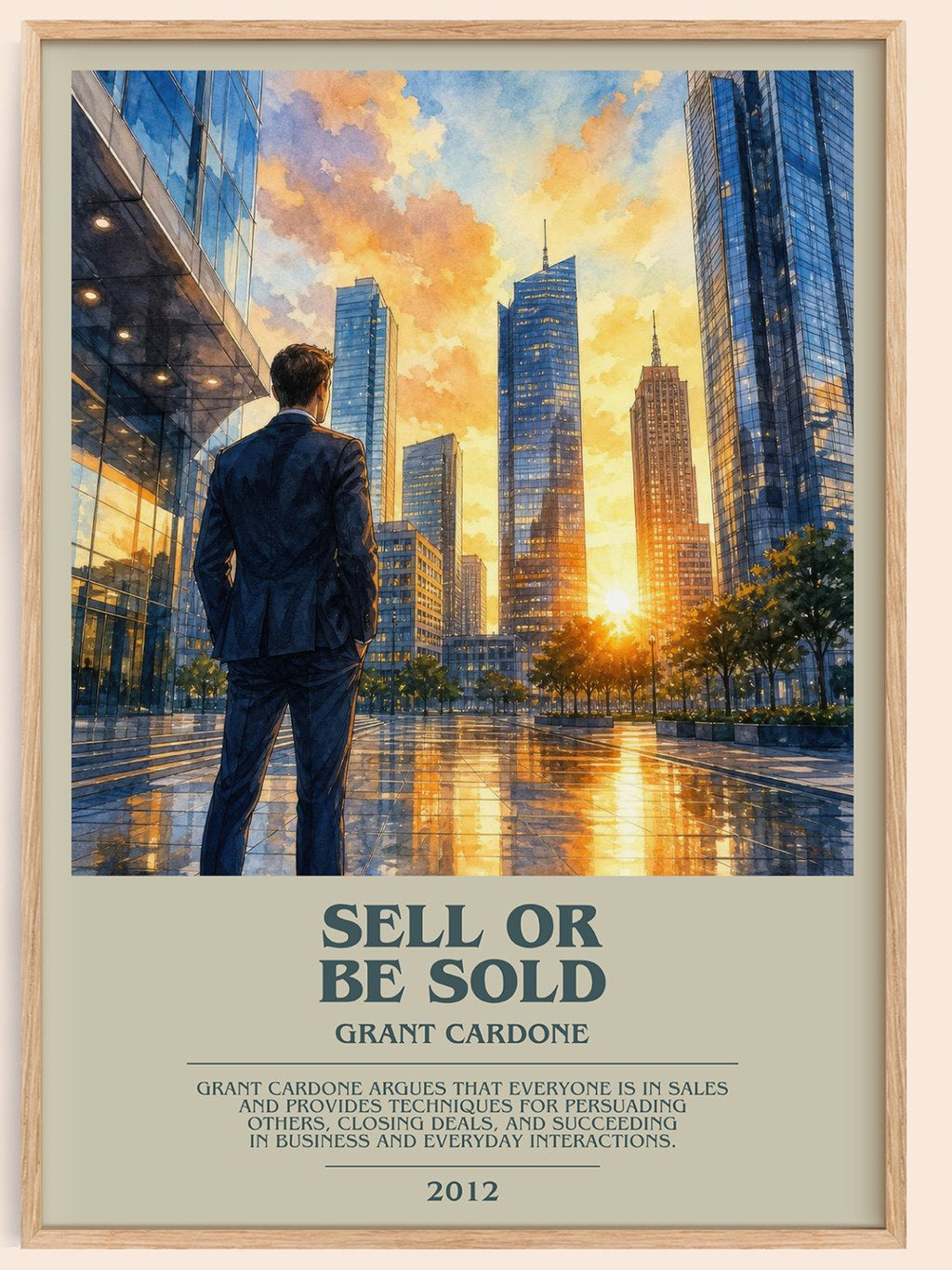 Sell or Be Sold bookish book poster by Grant Cardone – framed literary art print