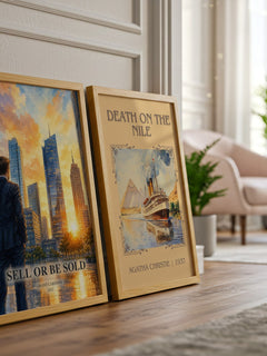 Sell or Be Sold watercolour print framed by window – literary home decor