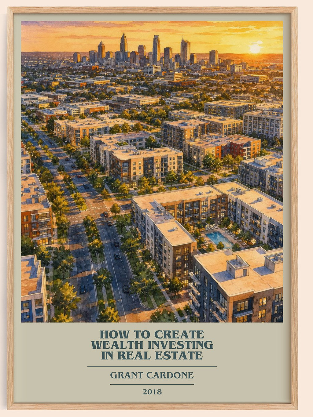 How to Create Wealth Investing in Real Estate book cover book poster by Grant Cardone – framed literary art print