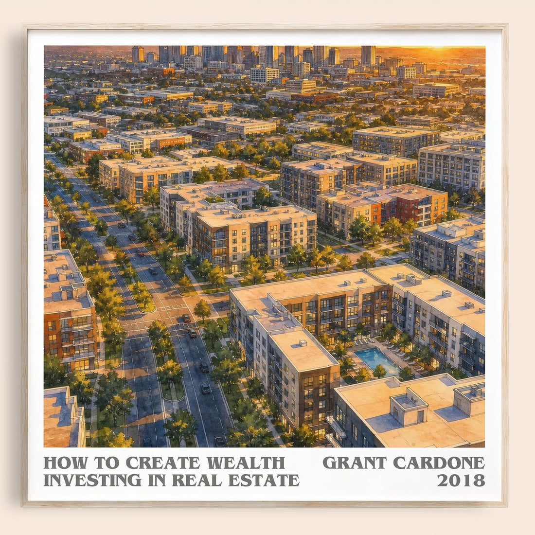How to Create Wealth Investing in Real Estate literary book poster by Grant Cardone – framed literary art print