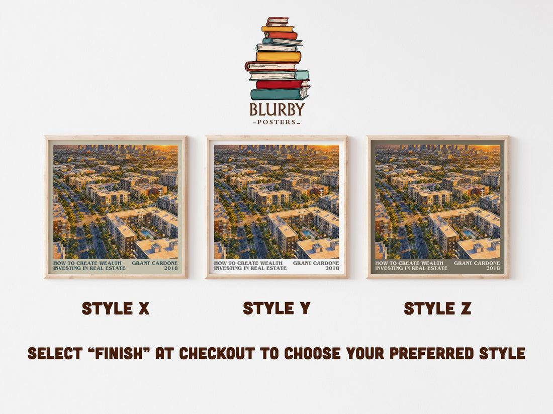 How to Create Wealth Investing in Real Estate literary print in frame leaning in hallway – non fiction wall art (mockup)