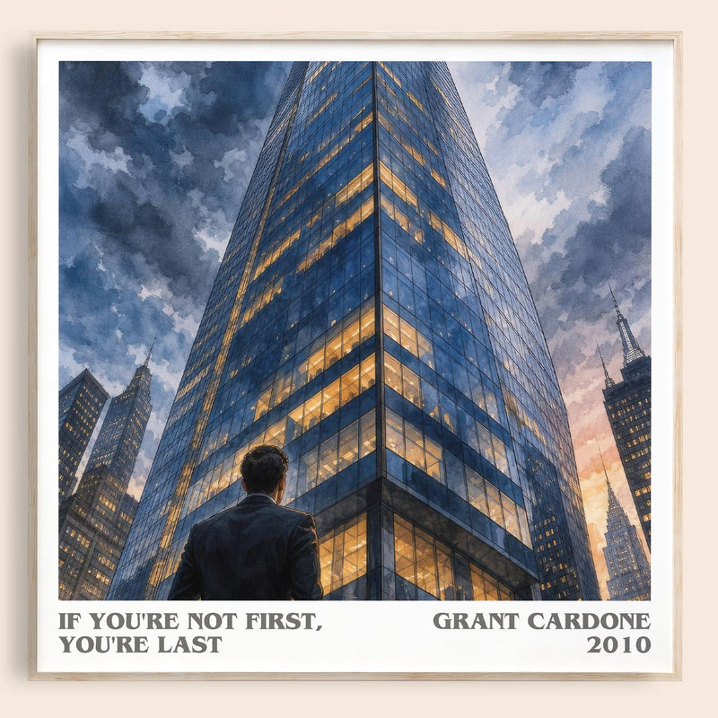 If you're not first, you're last literary book poster by Grant Cardone – framed literary art print