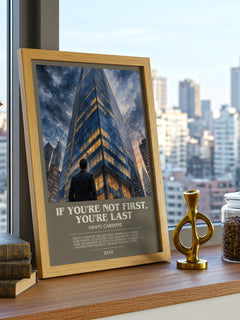 If you're not first, you're last bookish print framed by window – literary home decor