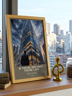 If you're not first, you're last book cover print framed by window – literary home decor