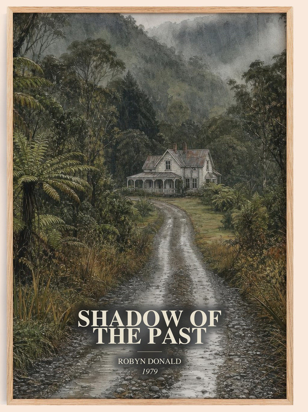Shadow of the Past watercolour book poster by Robyn Donald – framed literary art print