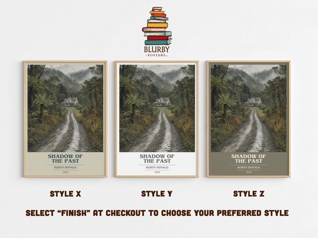 Shadow of the Past book cover print in frame leaning in hallway – romance wall art (mockup)