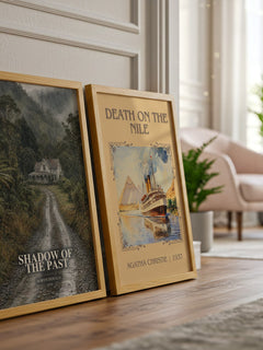Shadow of the Past watercolour print framed by window – literary home decor