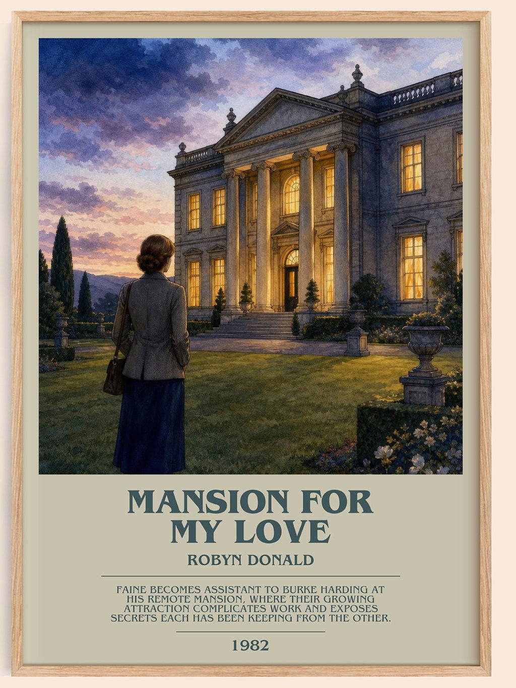 Mansion for My Love bookish book poster by Robyn Donald – framed literary art print