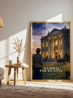 Mansion for My Love watercolour print in frame leaning in hallway – romance wall art