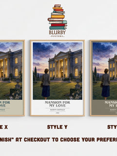 Mansion for My Love book cover print in frame leaning in hallway – romance wall art