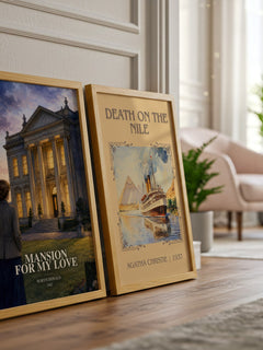 Mansion for My Love watercolour print framed by window – literary home decor