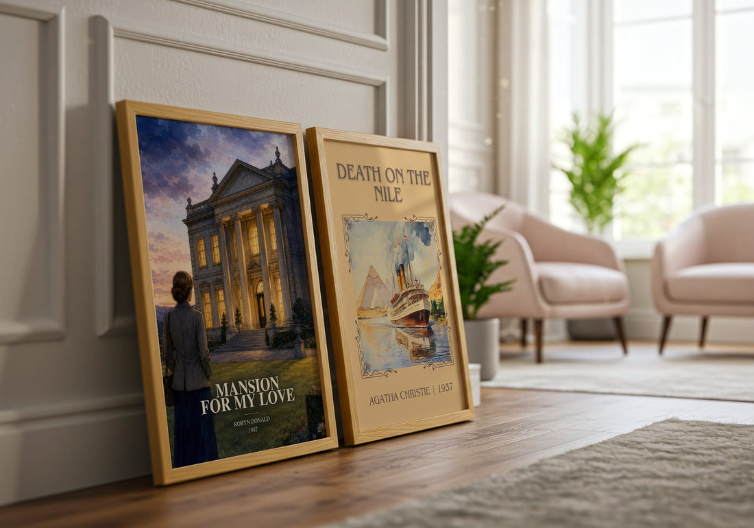 Mansion for My Love watercolour print framed by window – literary home decor