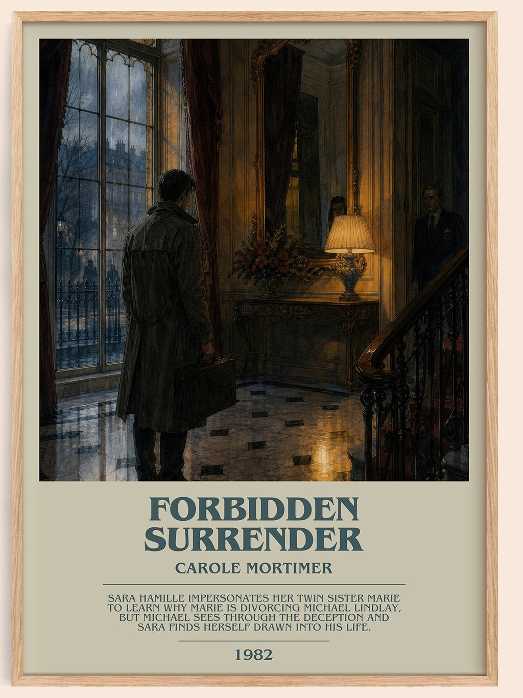 Forbidden Surrender bookish book poster by Carole Mortimer – framed literary art print