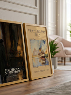 Forbidden Surrender watercolour print framed by window – literary home decor