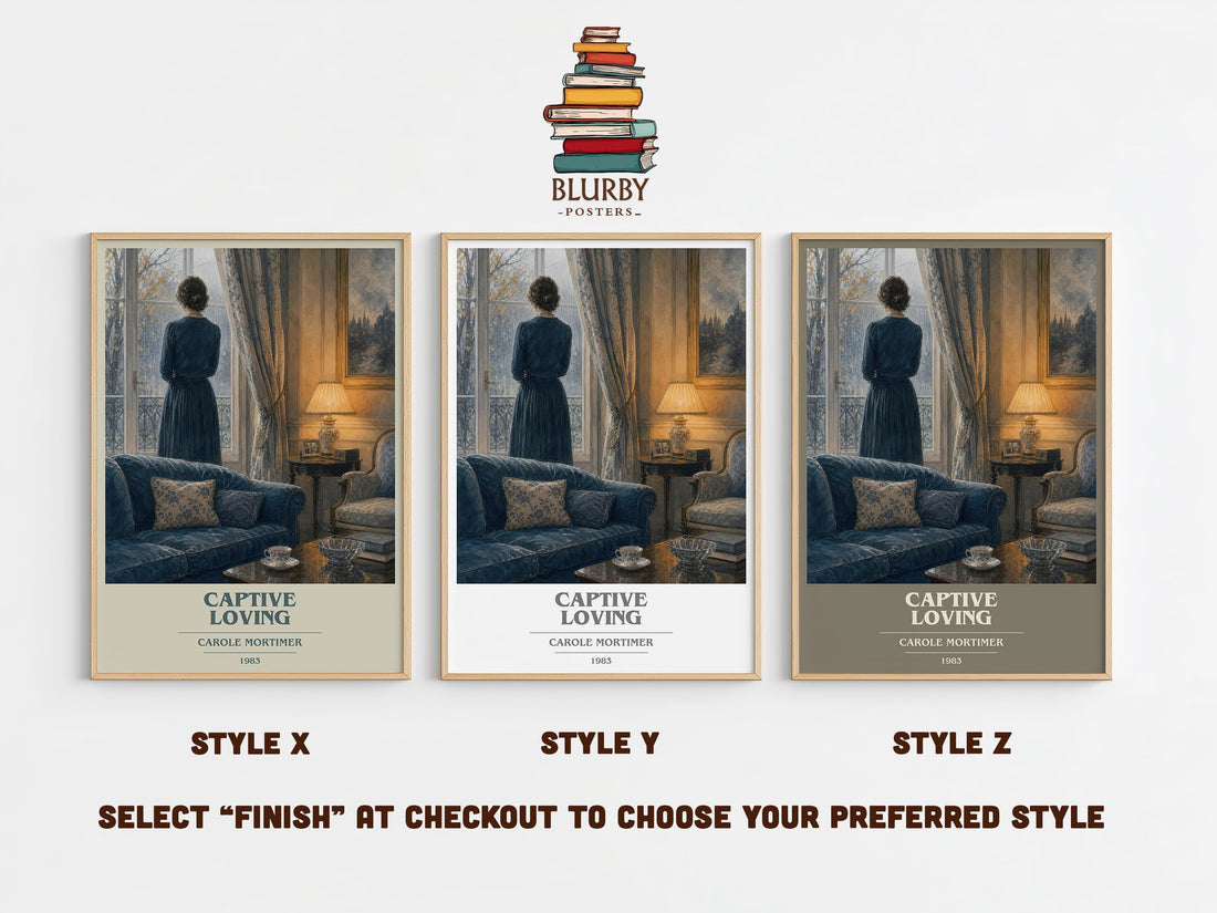Captive Loving book cover print in frame leaning in hallway – romance wall art (mockup)