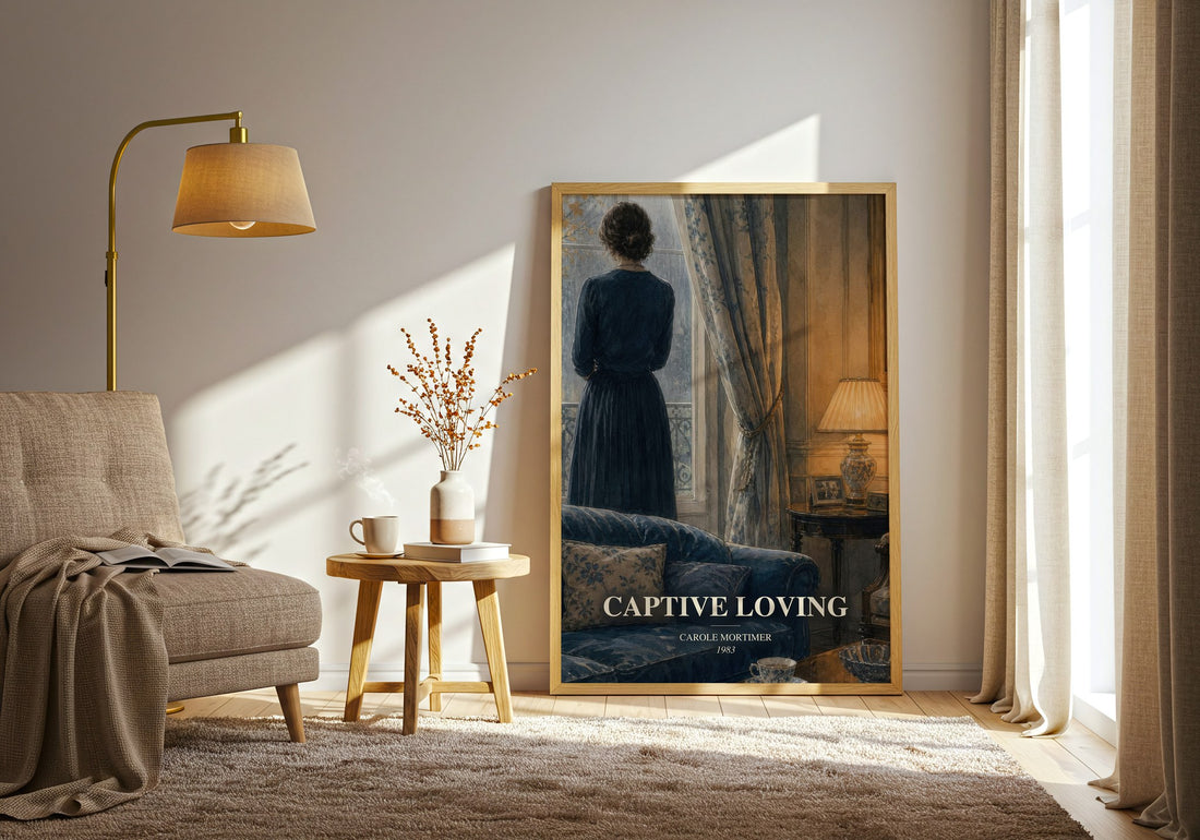 Captive Loving watercolour print in frame leaning in hallway – romance wall art