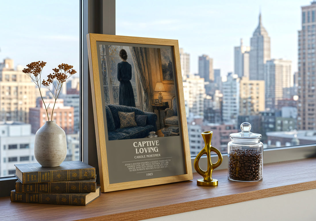 Captive Loving bookish print framed by window – literary home decor