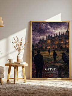 Gypsy watercolour print in frame leaning in hallway – romance wall art