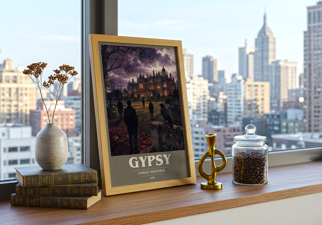 Gypsy book cover print framed by window – literary home decor