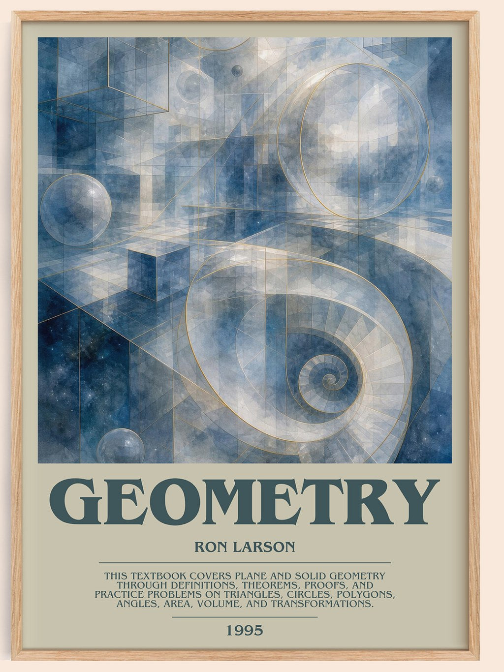Geometry bookish book poster by Ron Larson – framed literary art print