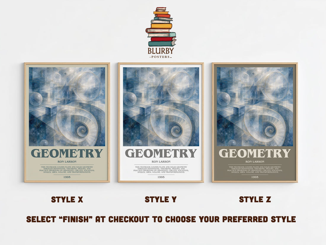 Geometry bookish print in frame leaning in hallway – non fiction wall art (mockup)