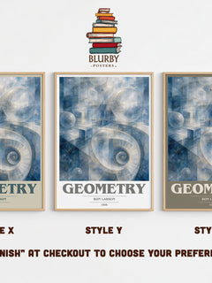 Geometry book cover print in frame leaning in hallway – non fiction wall art