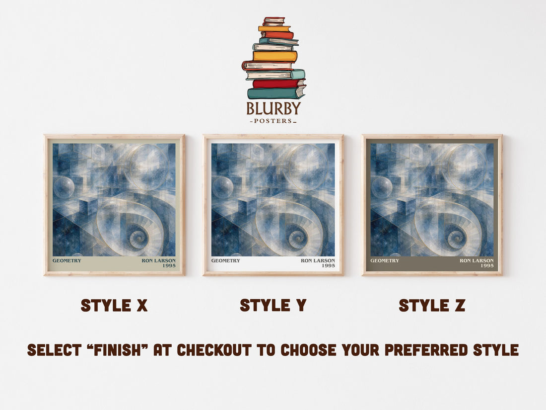 Geometry literary print in frame leaning in hallway – non fiction wall art (mockup)