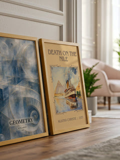 Geometry watercolour print framed by window – literary home decor