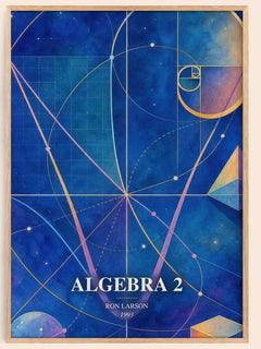 Algebra 2 watercolour book poster by Ron Larson – framed literary art print