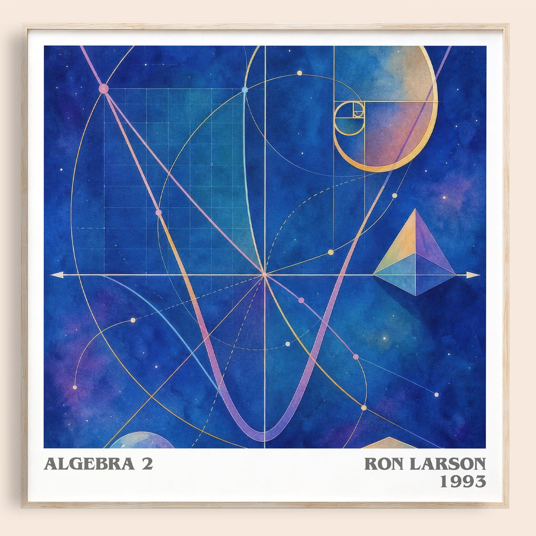 Algebra 2 literary book poster by Ron Larson – framed literary art print