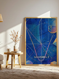 Algebra 2 watercolour print in frame leaning in hallway – non fiction wall art