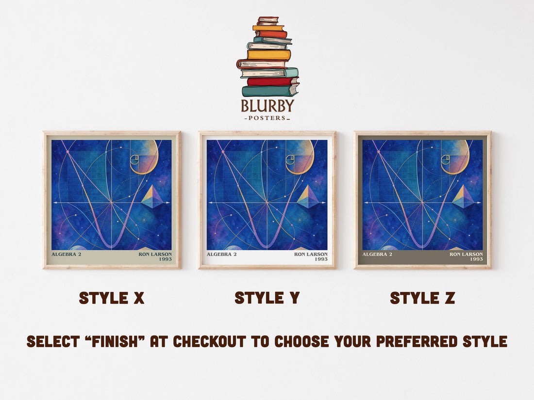 Algebra 2 literary print in frame leaning in hallway – non fiction wall art (mockup)