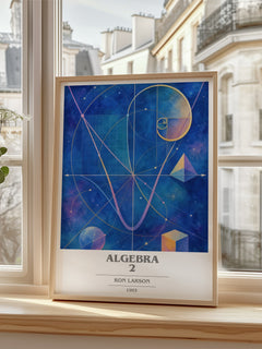 Algebra 2 book cover poster colour and style options – Ron Larson book art