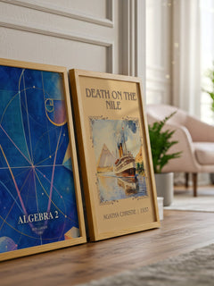 Algebra 2 watercolour print framed by window – literary home decor