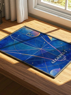Algebra 2 watercolour book poster framed on wall – non fiction wall art