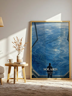 Solaris watercolour print in frame leaning in hallway – sci fi wall art