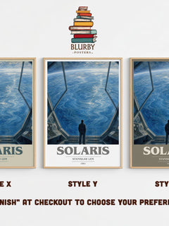 Solaris book cover print in frame leaning in hallway – sci fi wall art