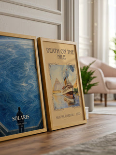 Solaris watercolour print framed by window – literary home decor