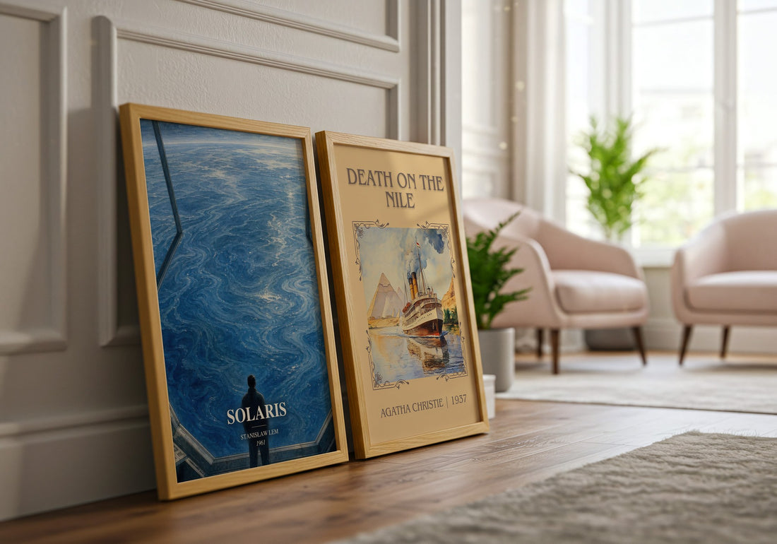 Solaris watercolour print framed by window – literary home decor