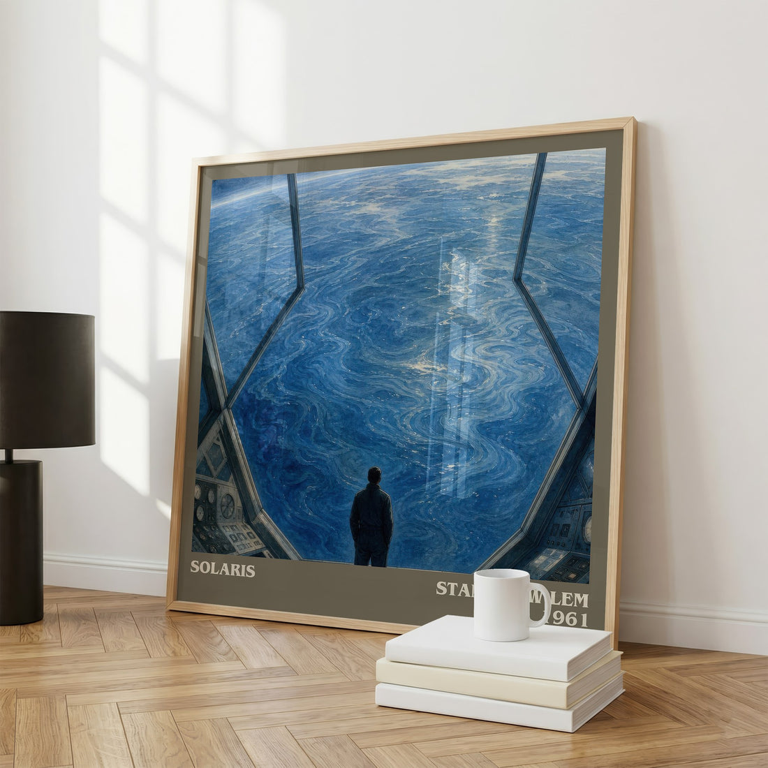 Solaris literary print framed by window – literary home decor